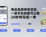 商品视频审核项目，一部手机随时随地都可以做，20秒钟完成一单，单日收益 4张【揭秘】