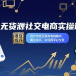 无货源社交电商实操课，绕开传统互联网电商模式，撒豆成兵，实现跨平台交易