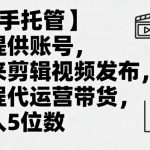 【快手托管】你提供账号，我来剪辑视频发布，全程代运营带货，月入5位数【揭秘】