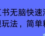 小红书无脑快速涨粉变现玩法，简单粗暴