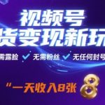 视频号带货变现新玩法，无需露脸，无需粉丝，无任何封号风险，一天收益8张【揭秘】