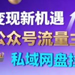 公众号流量主+私域网盘拉新，多方式变现，简单易上手，当天就有收益