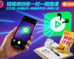 短视频创收一对一陪跑课，含文案+快速起号+短视频带货+种草计划