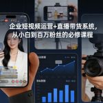 企业短视频运营+直播带货系统，从小白到百万粉丝的必修课程