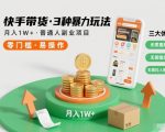 “快手带货3种暴力玩法，月入1W+，无需直播、无需囤货、无需拉人推广，适合普通人副业项目