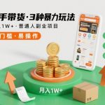 “快手带货3种暴力玩法，月入1W+，无需直播、无需囤货、无需拉人推广，适合普通人副业项目