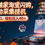 全网独家淘宝闪购，全自动采集，操作简单无脑，单人窗口轻松日入40+【揭秘】
