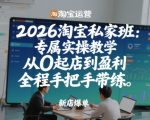 2026淘宝私家班：专属实操教学，从0起店到盈利，全程手把手带练