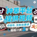 种草平台提供视频，你发布，无粉丝要求，发布就有钱，轻松一天3张+