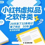 小红书虚拟品之软件类，29天发了32条笔记，賺了将近50张，全流程讲解
