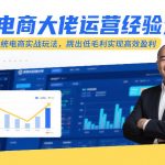 某电商大佬运营经验分享，最新系统电商实战玩法，跳出低毛利实现高效盈利