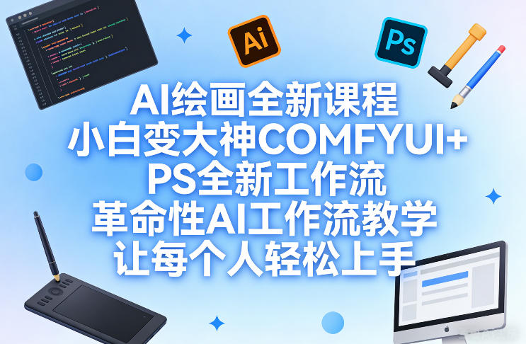 “AI绘画全新课程，小白变大神COMFYUI+PS全新工作流，革命性AI工作流教学，让每个人轻松上手