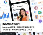 INS月涨6W粉！Instagram创收课，快速增粉并实现流量变现，不用用投广告，靠算法+低客单价月入1W刀