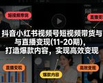 抖音小红书视频号短视频带货与直播变现(10-20期)，打造爆款内容，实现高效变现
