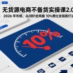 无货源电商不备货实操课2.0，2026年布局，从0到1全网最低10%费比全链路打法【更新26年4月】