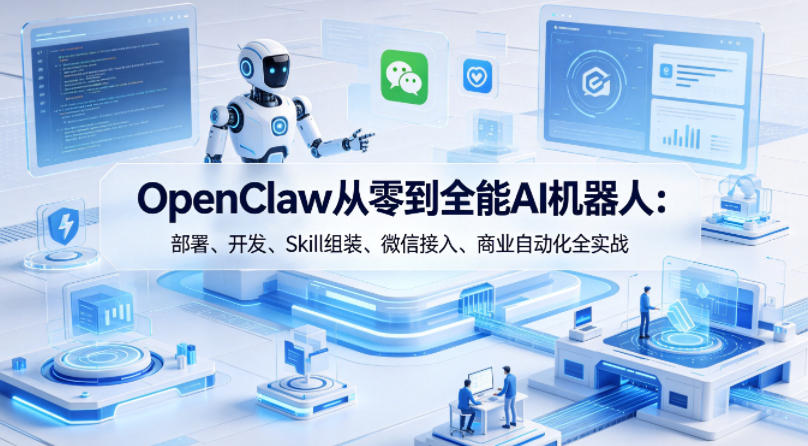 OpenClaw从零到全能AI机器人：部署、开发、Skill组装、微信接入、商业自动化全实战”