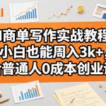 AI商单写作实战教程，小白也能周入3k+，给普通人0成本创业课”