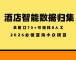 酒店智能数据归集，小众蓝海已经稳定半年之久，单窗口70+零成本矩阵开干