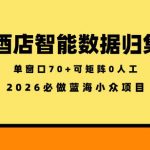 酒店智能数据归集，小众蓝海已经稳定半年之久，单窗口70+零成本矩阵开干