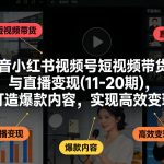 抖音小红书视频号短视频带货与直播变现(10-21期)，打造爆款内容，实现高效变现（