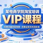 某电商学院淘宝培训VIP课程，各种经典有用的流量获取秘籍，改善运营产品没利润的处境