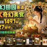 AI奇幻田园赛道，沉浸式奇幻美食，20个作品涨粉149.1W，橱窗带货27W件，小白可复制，详细教程拆解