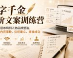 一字千金高阶文案训练营，是一套主打实战落地、从内容到变现的高阶文案系统课程