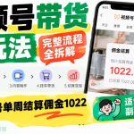视频号带货全新玩法全流程拆解，零基础直接复制，新号单周佣金破千