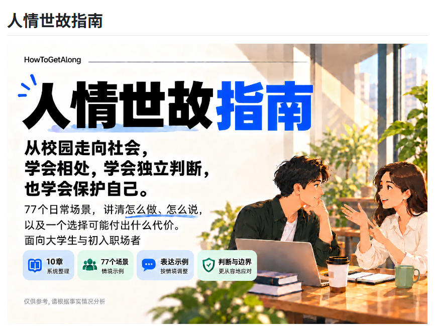 没人教的社会生存课,现在有大佬免费教你了!1486 stars的人情世故指南,推荐逐字学习HowToGetAlong